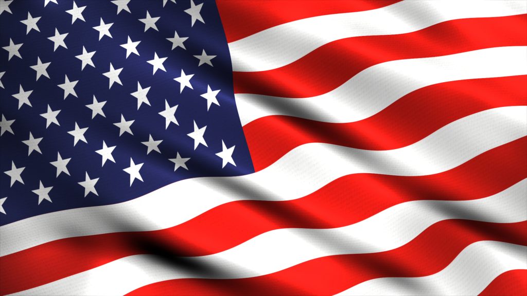 USA American flag waving in the wind